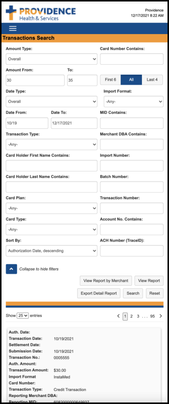 Transaction Search